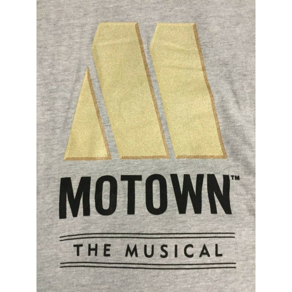 Motown The Musical Broadway Show Gray & Black Cotton 3/4 sleeve Shirt Size M